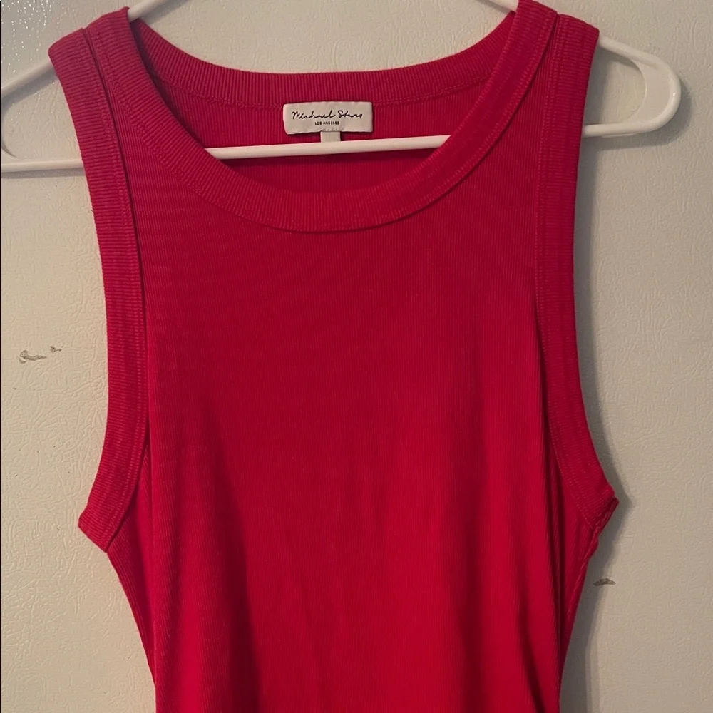 Michael Stars Los Angeles Large Scarlet Red Ribbed Maxi Dress Resort Classic - Picture 4 of 8